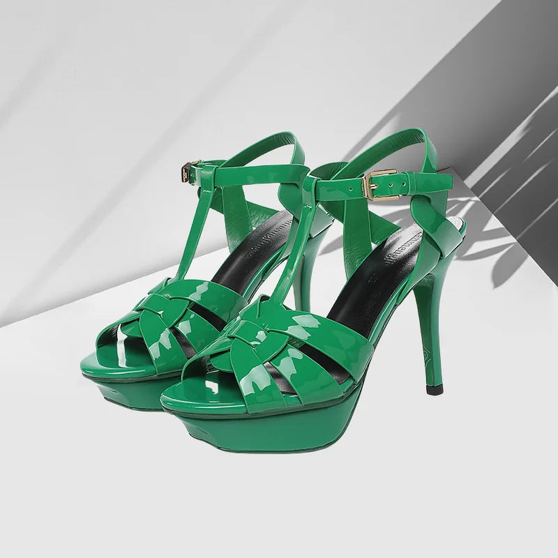 2024 New 10cm High Heel Sexy Fashion Fish Mouth Waterproof Platform Spring/Summer Fine Heel Sandals Steel Pole Dance Striptease