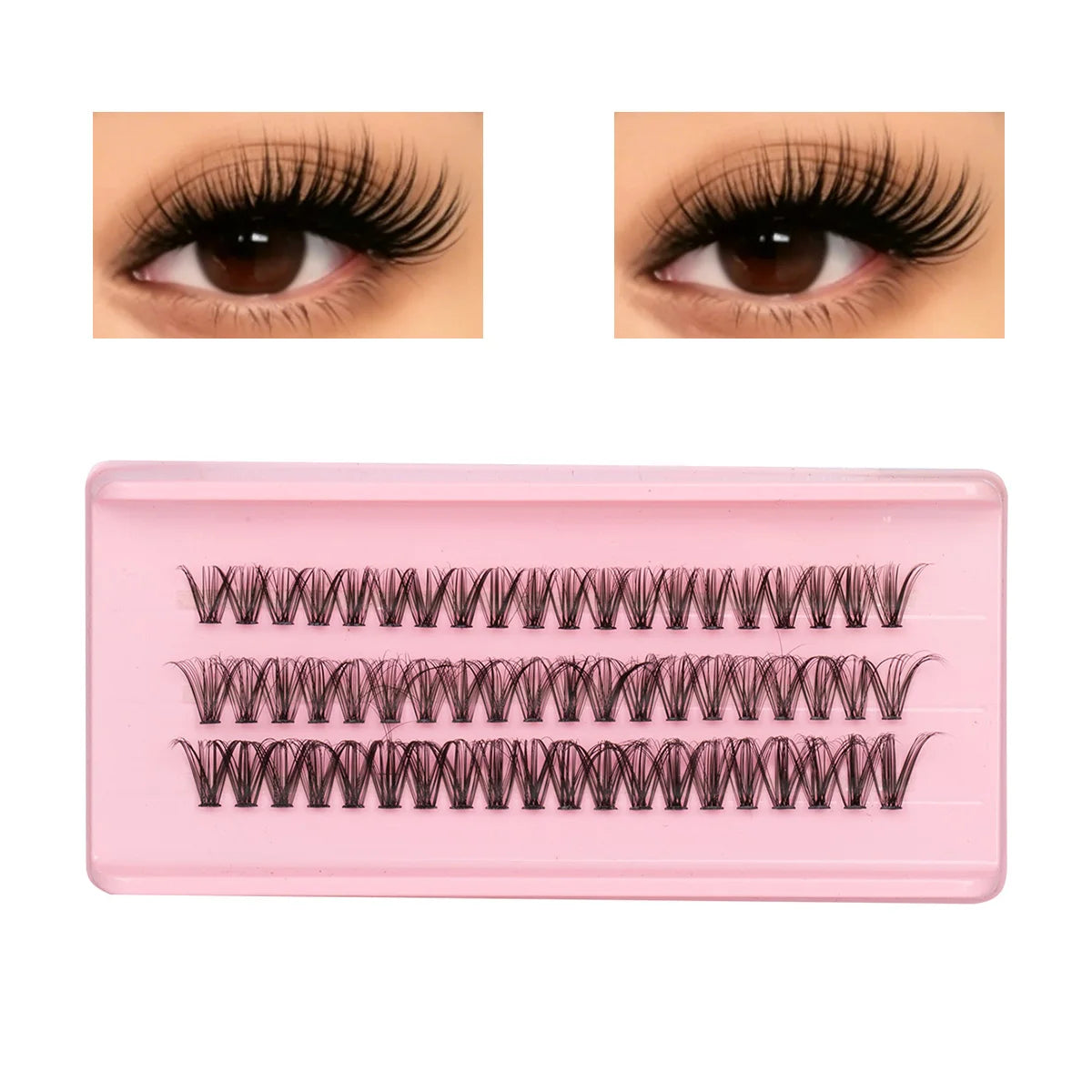 DIY Cluster Lash Large Capacity Mixed Lengths Curl Dense Eyelash Extension 3D Wispy Lash Suitable for Party and Stage Makeup