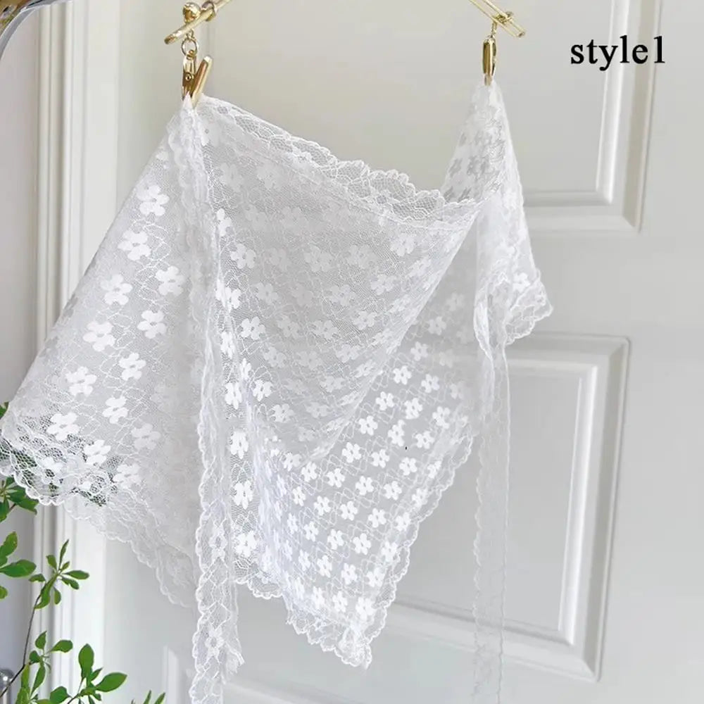 INS Style Triangular Lace Handkerchief Personalized Trendy Layering Of Small Aprons Soft Versatile Korean Headscarf Hair Scarves