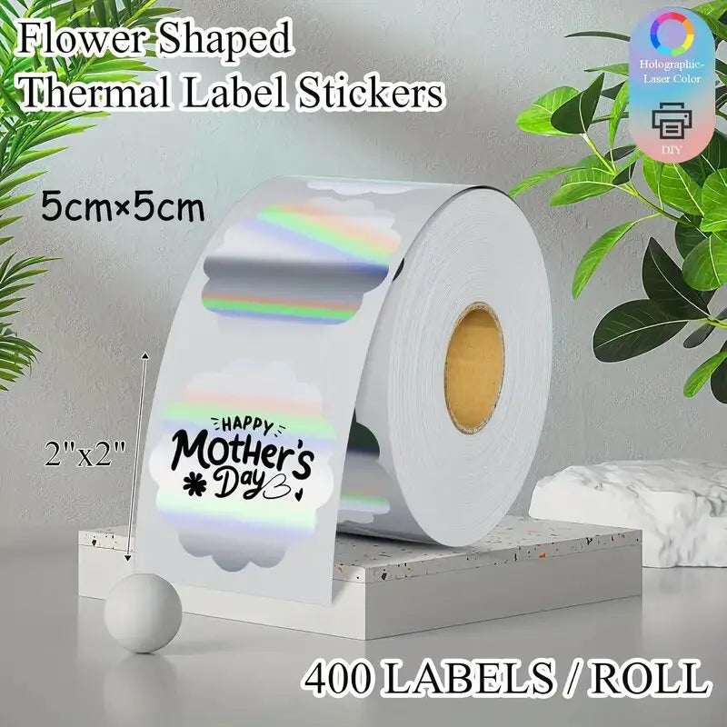 400pcs silver thermal label stickers, 2-inch laser printable thermal printer sticker labels self-adhesive name price labels