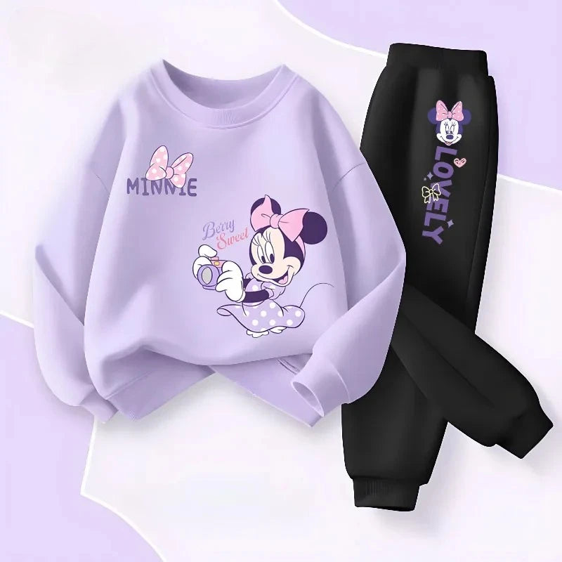 Children's Spring Autumn Long Sleeve Clothing Girls Pullover Long Pant Two Piece Sets Cartoon Printed Kids 2pcs Sets Tracksuit