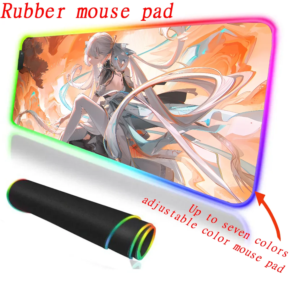 HD print wuthering Wave Jinhsi Rgb Mouse Pad Xxl Steelseries Laptop Mat Backlit Keyboard Gamer Girl Table Pads Deskpad Mause pad