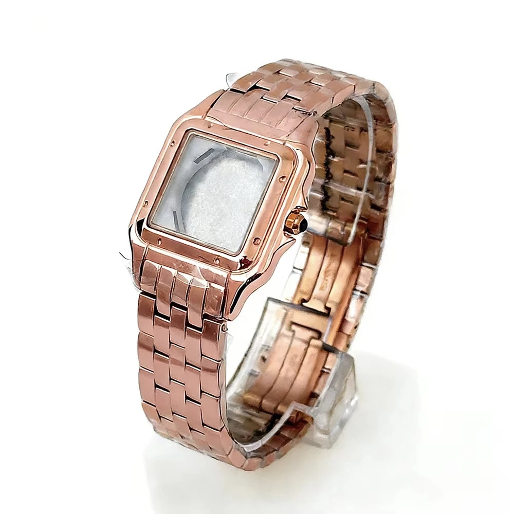 26.5mm Square Diamond Watch Case Fit 19mm Dial Two Blue Sword Shape Hands for Y120 Quartz Panther Cartier Movement Mod Parts