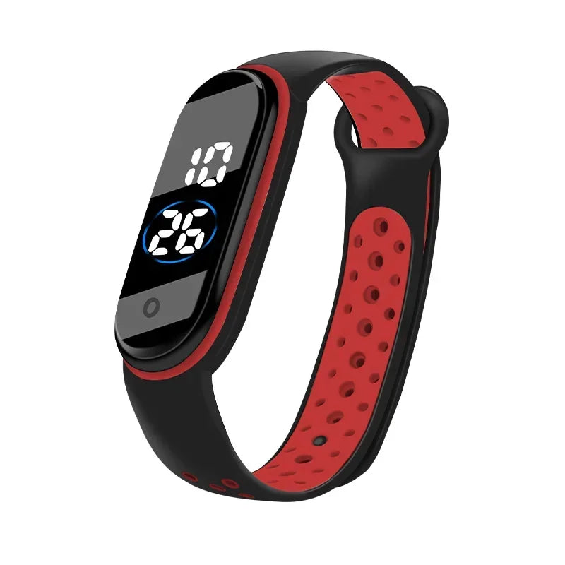 Waterproof Kids Sports Watch Children Smart Touch Screen LED Digital Watch Two Tone Silicone Strap Men Women Watch Student Clock