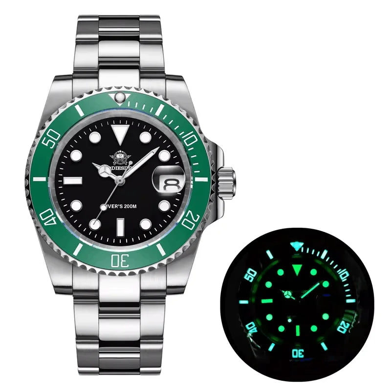 ADDIESDIVE Classic Men's Business and Leisure Quartz Watch 200m Waterproof 316L Stainless Steel Sports Night Light Diving Watch