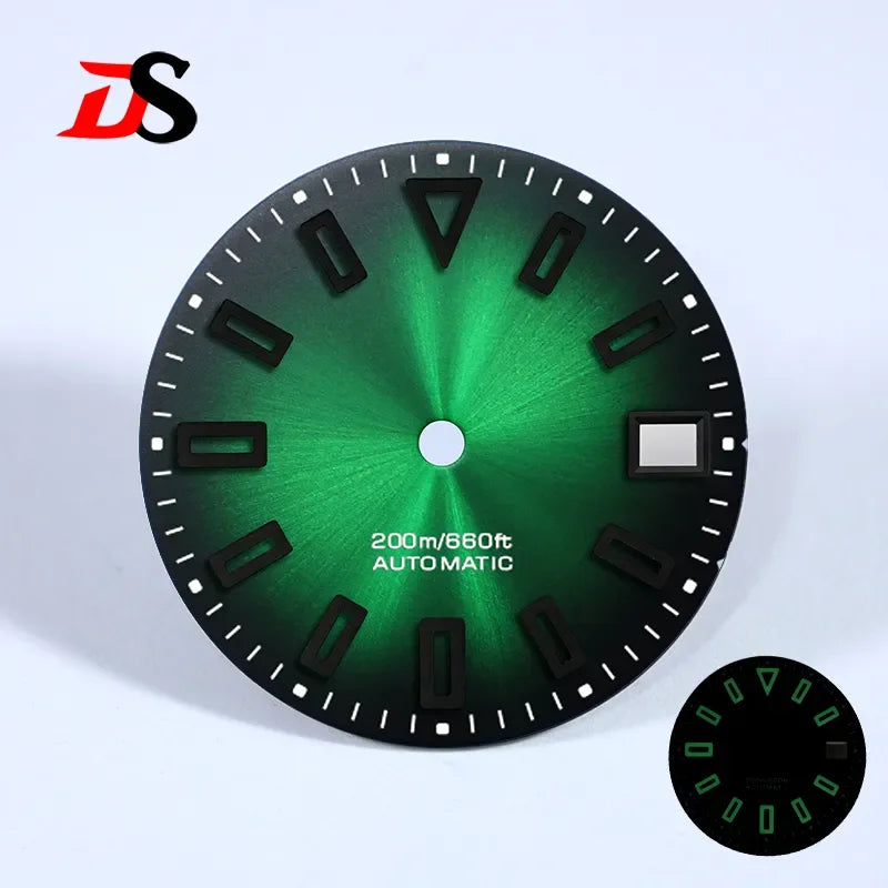 NH35 Dial Matte Dial Hollow Index 28.5mm BGW9 C3 Lume for NH35/NH34 Movement Custom Logo Watch Accessories