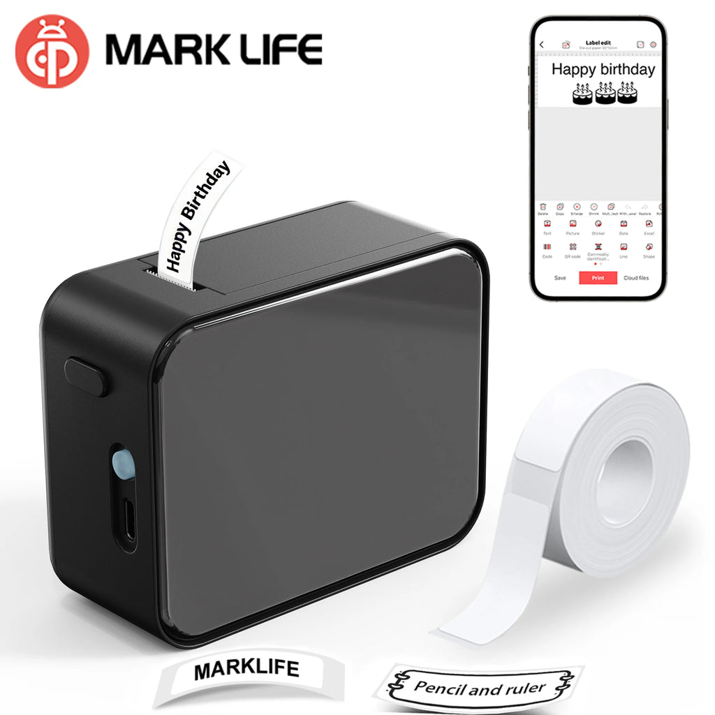Marklife P15 Mini Pocket Thermal Label Printer Wireless Bluetooth Adhesive Label Maker Similar as D11 D110 D101 Portable Printer