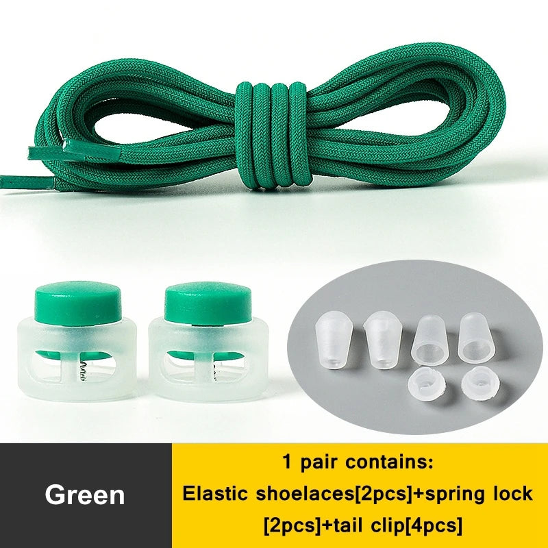 1 Pair Lazy Laces Elastic For Sneakers Snap Lock Shoelaces Without Ties Suitable For Children And Adults Round Shoelace Artifact