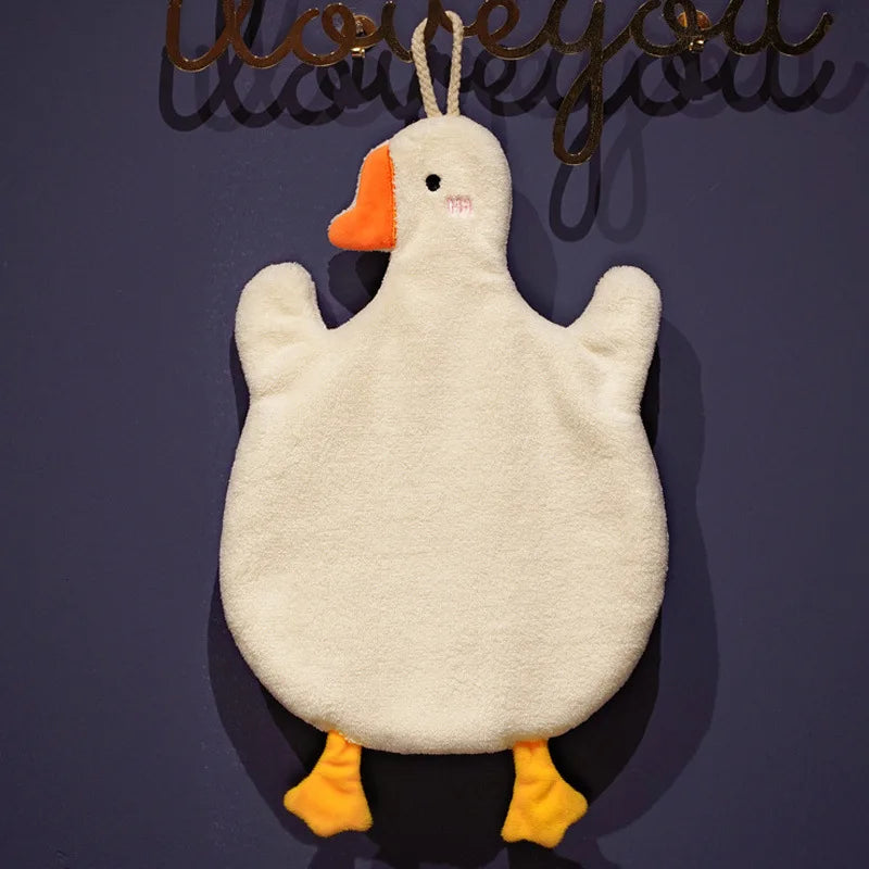 Cartoon Goose Hand Towel for Kitchen Bathroom & Toilet Super Absorbent Quick Dry Hanging Type Hardwearing