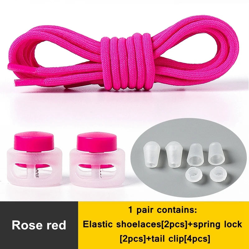 1 Pair Lazy Laces Elastic For Sneakers Snap Lock Shoelaces Without Ties Suitable For Children And Adults Round Shoelace Artifact