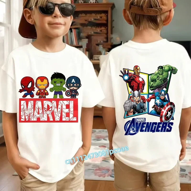 Kids Summer Cute Spider-Man Print Children's Short-Sleeved T-Shirt for Girls Boys 100% Cotton - Fashionable Short Sleeve