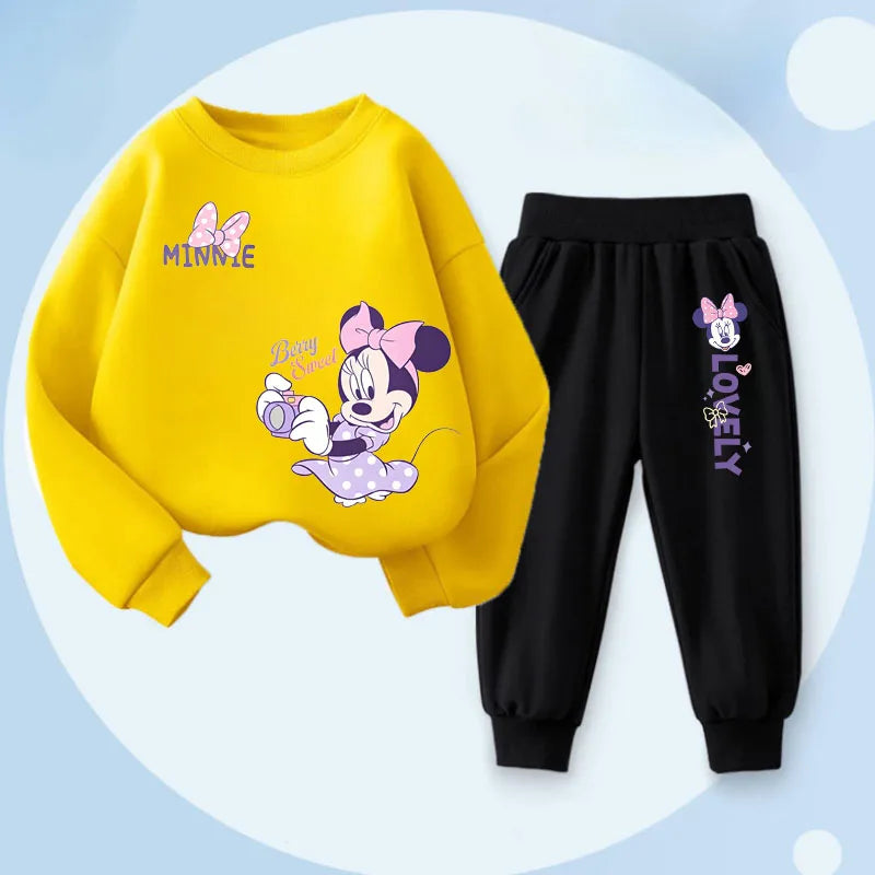 Children's Spring Autumn Long Sleeve Clothing Girls Pullover Long Pant Two Piece Sets Cartoon Printed Kids 2pcs Sets Tracksuit