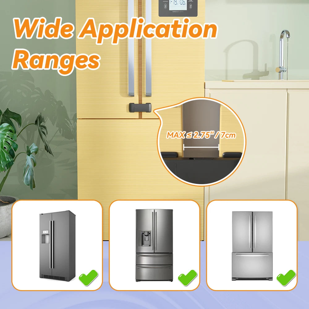Baby Safety French Fridge Door Lock, Childproof Double Door Refrigerator Lock, Cabinet Cupboard Lock for Toddlers
