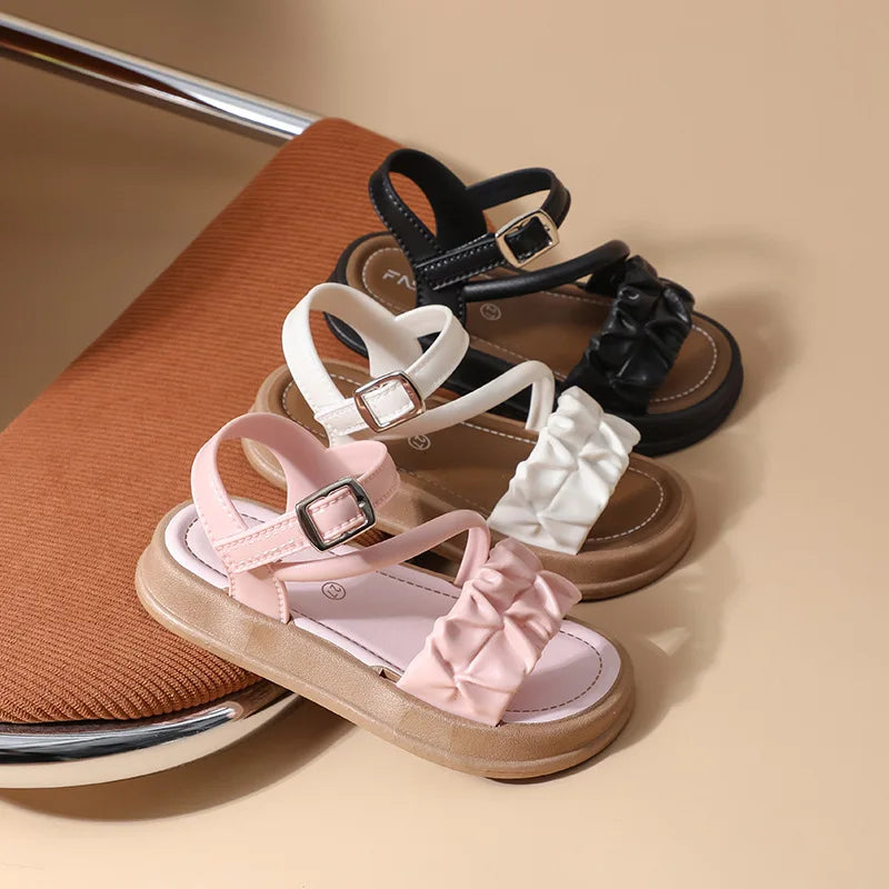 New Children's Sandals Summer Bowknot Girls Princess Causal Shoes Fashion Kids Soft Bottom Beach Flat Sandals Open-toe Versatile