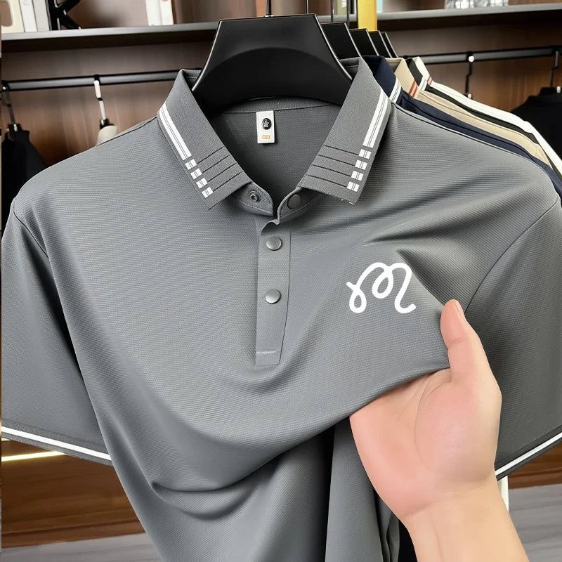 Designer Men's New Seamless Exquisite Print Polo Shirt Cool Short Sleeved Fashion Solid Color T-shirt Business Casual Men's Wear