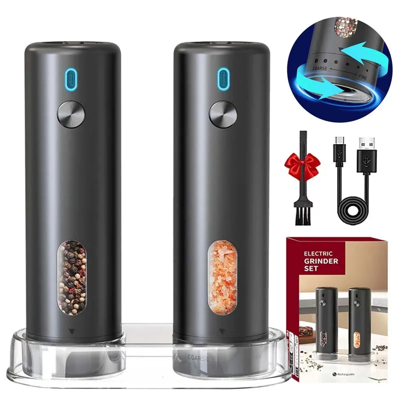 External Adjustable Electric Pepper Grinder Large Capacity Salt and Pepper Mill Rechargeable Electric Spice Grinder Kitchen Tool