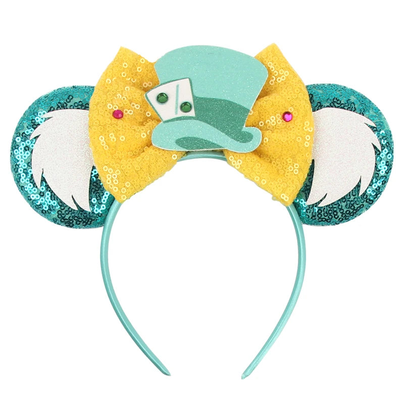 2025 New Style Mickey Minnie Ear Headband Sequin Bows Girl Adult Kids Halloween Party Cosplay Hair Accessories Princess Hairband