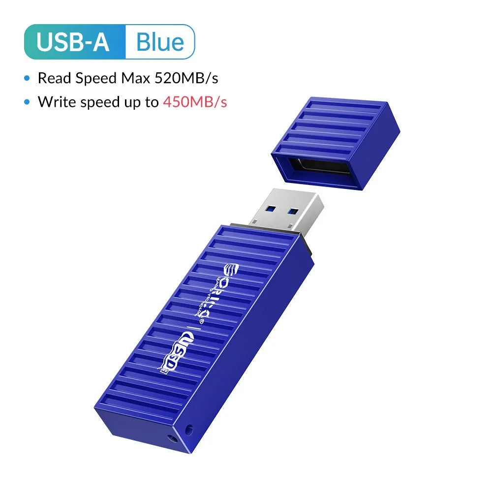 ORICO USSD Solid State U Disk 520MB/S Flash Drive 128GB 256GB 512GB 1TB  USB3.2 PenDrive Black Metal  Container Design Hard Disk