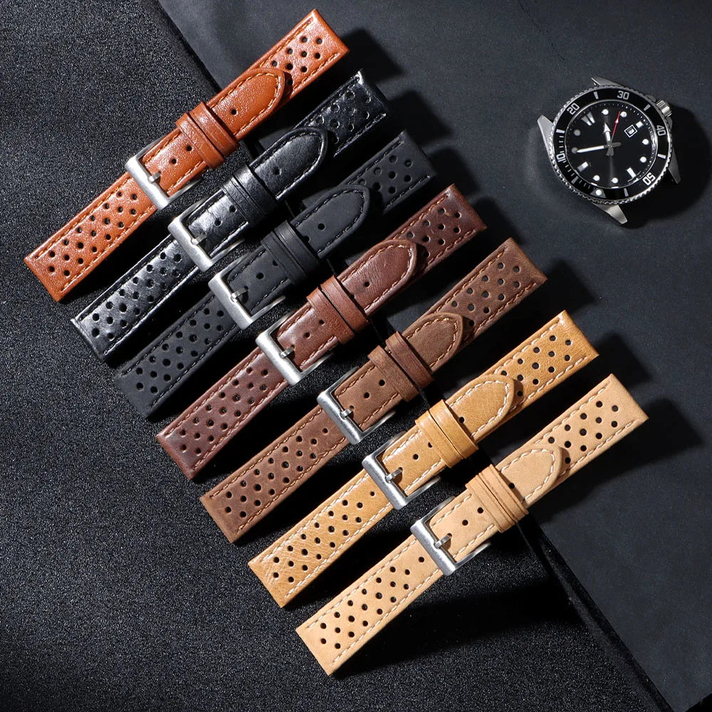 Vintage Calfskin Strap 18mm 20mm 22mm Universal Watch Band Breathable Wrist Bracelet for Men Women Sport Wristbelt Accessories