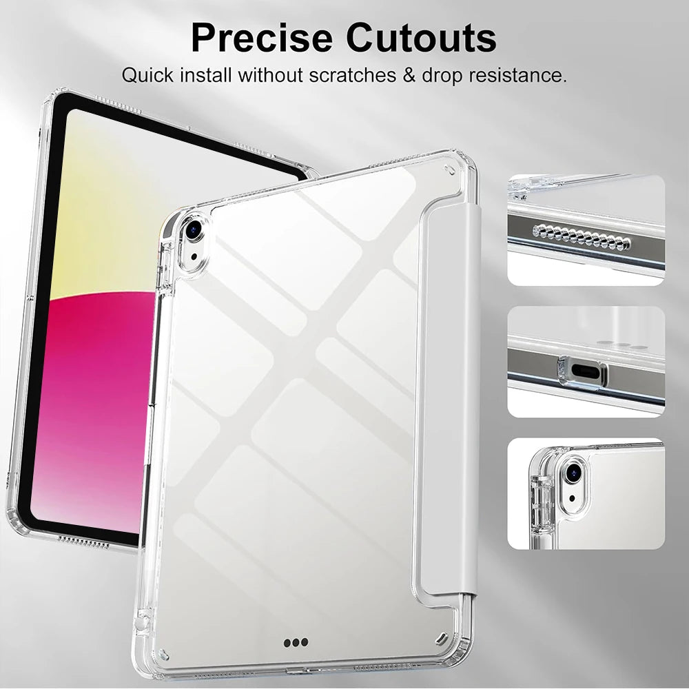 Case for iPad Air 11 Inch M4 2026/M3 2025/M2 2024, iPad Air 5th/4th Gen 10.9 Inch 2022/2020, Acrylic Cover with Pencil Holder