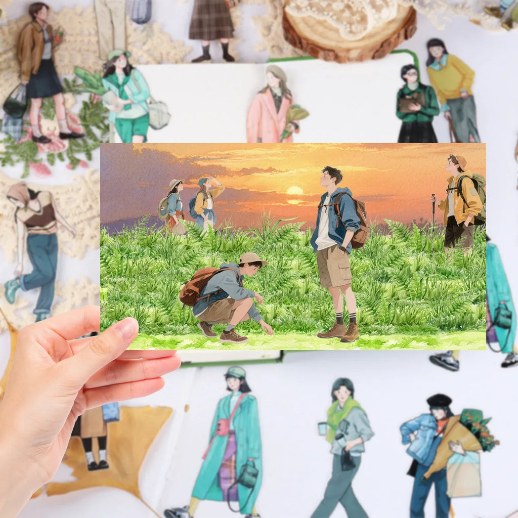 3.5*200cm PET Grass Plant Landscaping Tapes Stickers Scrapbooking Hand Account Adhesive Hand Made Diy Junk Journal Craft Supplie