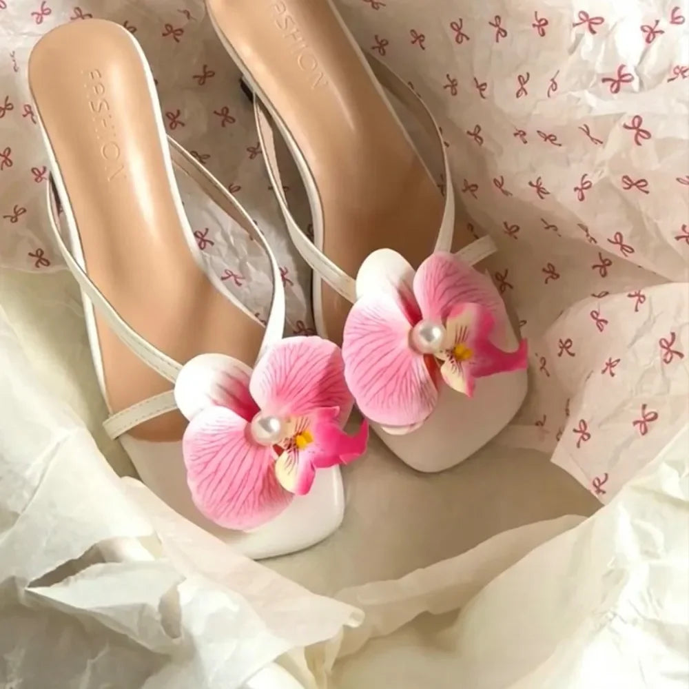 1 Pair Simulation Coloful Thai Fairy Butterfly Flower Shoe Buckles Personalized Design Butterfly Orchid Simulation Buckles Decor
