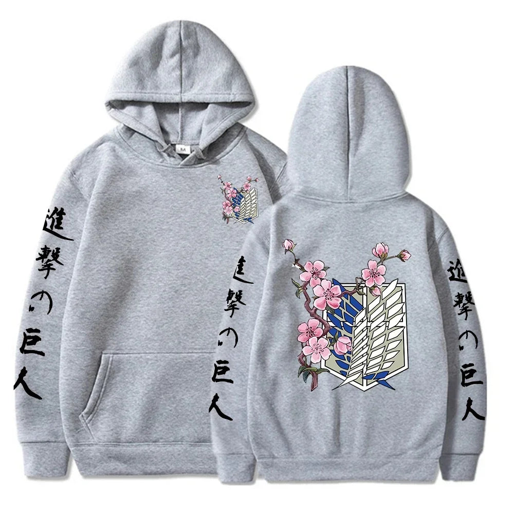 Hot Anime Attack on Titan Wings of Liberty Sakura Wings of  MenSweatshirt Streetwear Print Autumn Fleece Hoodies