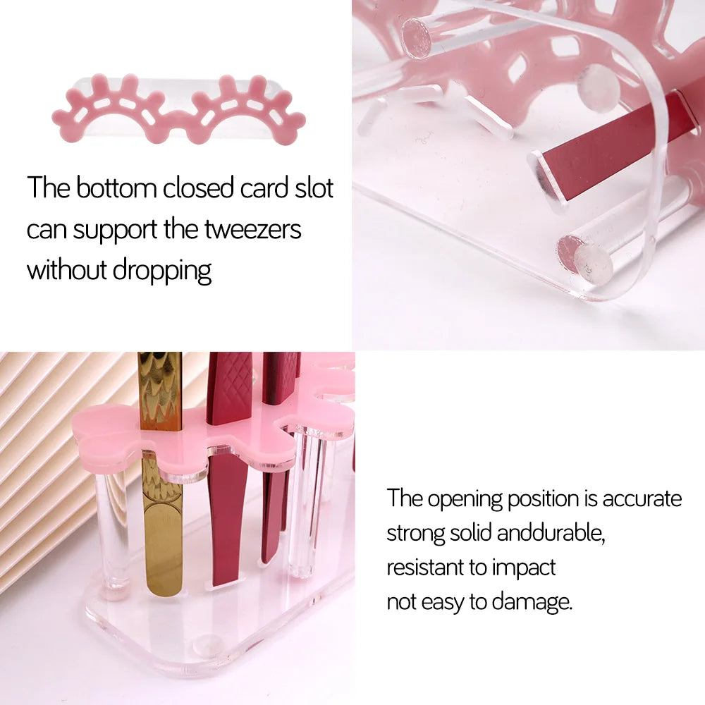 Acrylic Eyelash Tweezers Storage Rack Tweezer Organizer Holder Stand Eyelash Extension Tools Makeup Beauty Shelf 8 Holes