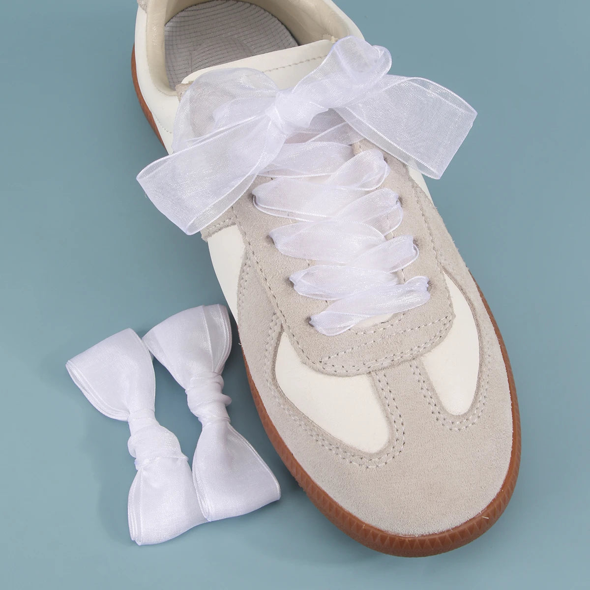 1 PAIRS Fashion Shoe Laces Silk Satin Ribbon Shoelaces Soft Casual Flat Shoestrings for Sneaker 2.5CM Wide&more choices of color