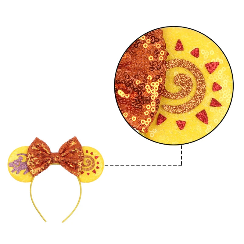 2025 New Style Mickey Minnie Ear Headband Sequin Bows Girl Adult Kids Halloween Party Cosplay Hair Accessories Princess Hairband