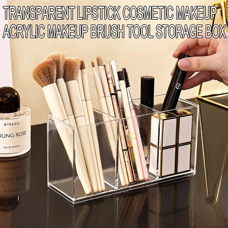 Transparent lipstick Cosmetic Makeup Acrylic Makeup Brush Tool Storage Box Case Make-up Brush Holder Table Organizer Makeup Tool