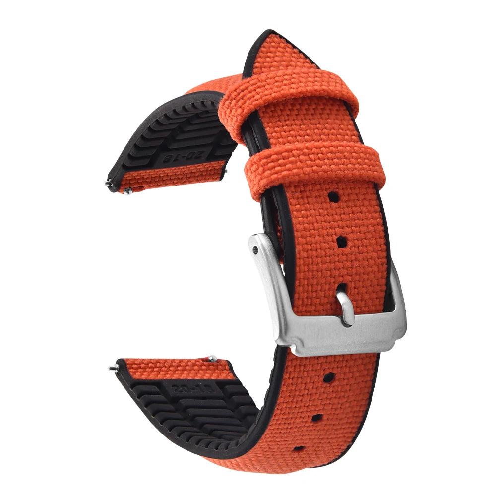 Sailcloth Rubber Strap 18 19 20 21 22mm Sailcloth Nylon Quick Release Band Universal Silicone Bracelet For Cartier Seiko Omega