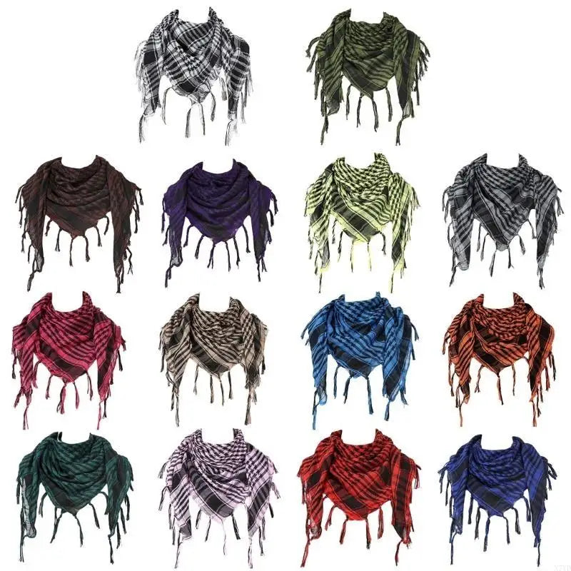 N7YD Desert Shemagh Scarf Soft Fringed Arab Headscarf Unisex Keffiyeh Bandana Unisex Headwrap Arabian Scarf Head Covering