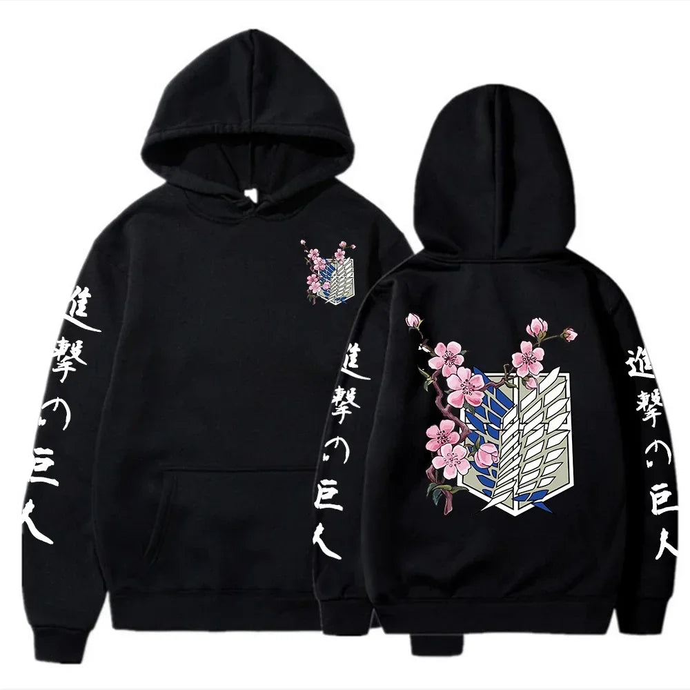 Hot Anime Attack on Titan Wings of Liberty Sakura Wings of  MenSweatshirt Streetwear Print Autumn Fleece Hoodies