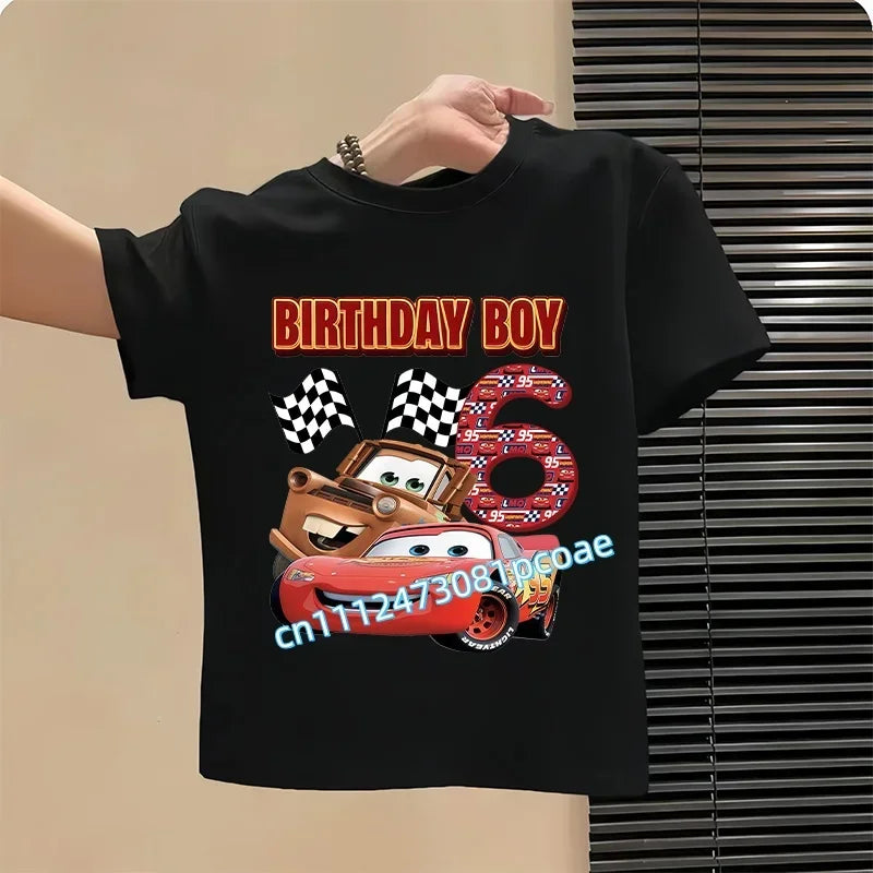 Lightning McQueen Number T-Shirt Simple Basic Toddler Short Sleeve Anime Trend Anime Cartoon Summer Tops Birthday Clothes Gift