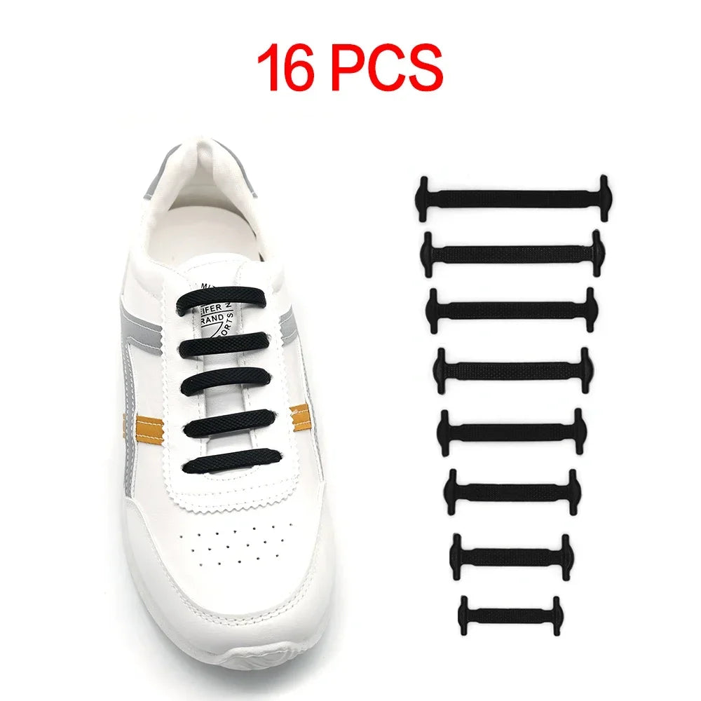 No Tie Silicone Creative Lazy Elastic 16pcs/lot 13Colors Shoelaces Fits Kids/adult Quickly Put on And Off Shoelaces Accessories