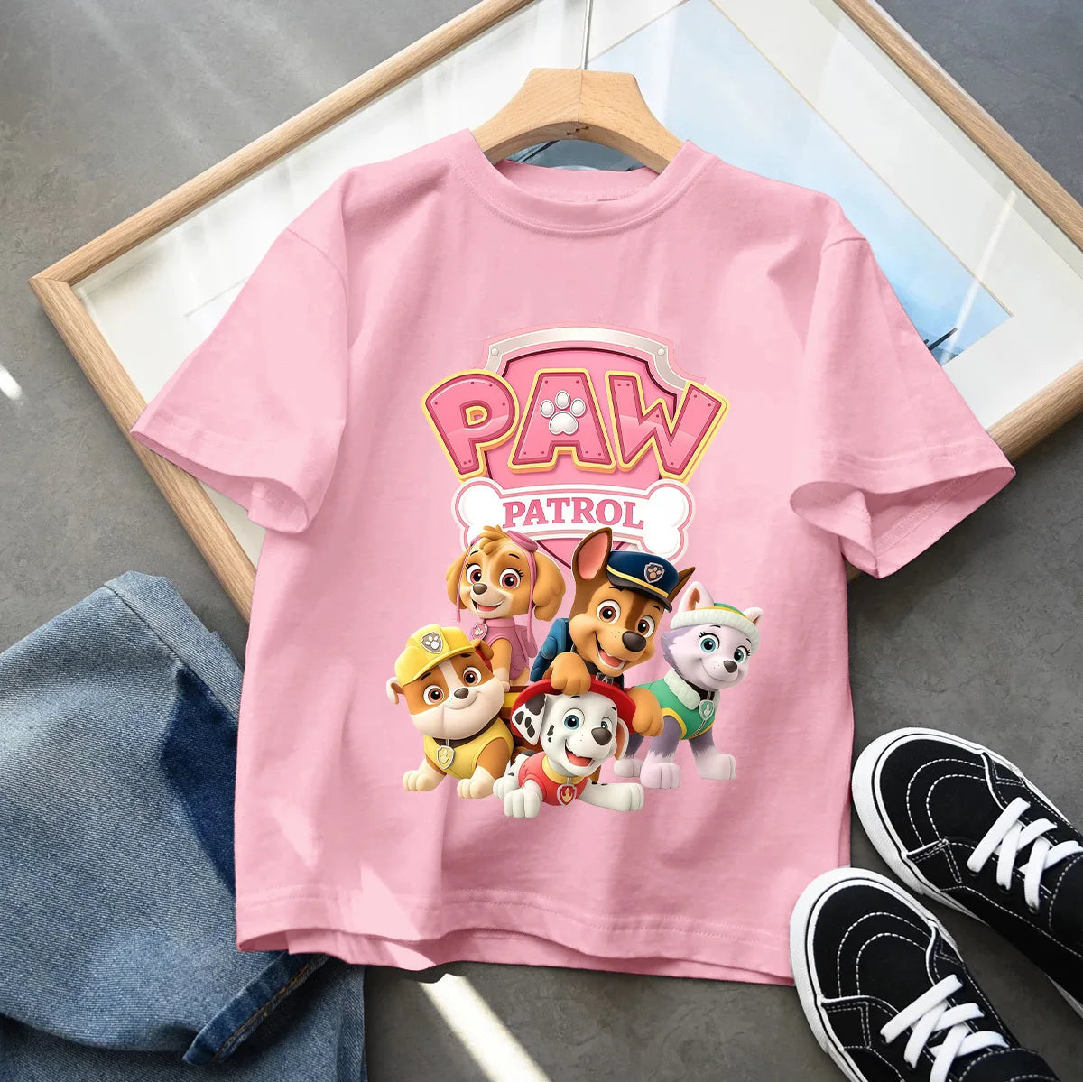 Summer PAW Patrol Children T-Shirts Cartoon Chase Skye Short Sleeves Top Tees Fashion Anime Girls Boys Shirts Kids Clothes Gift