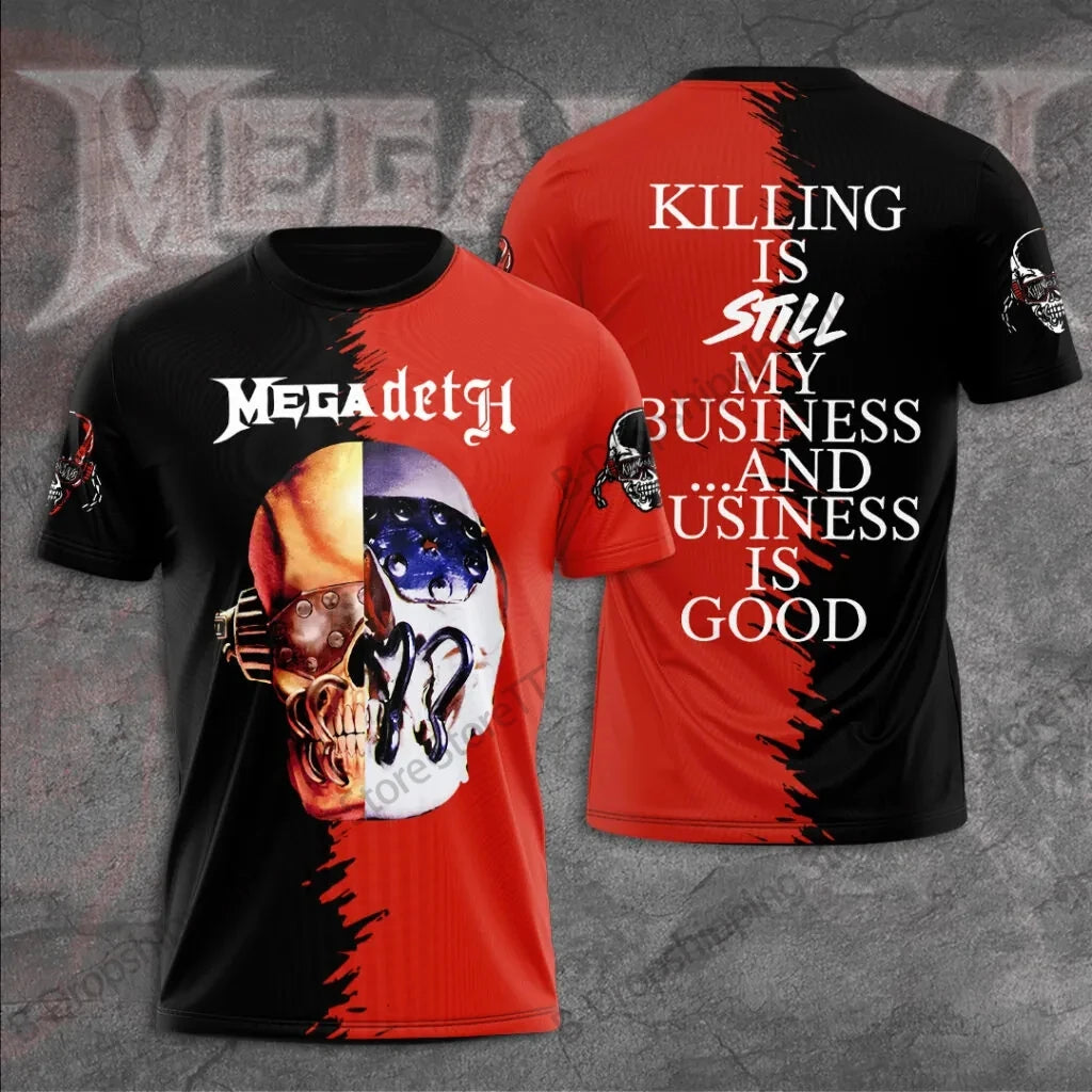 Mens T Shirt Rock Megadeth Band 3D Print T-shirt Men Fashion Short Sleeve Tops Tees Kids Clothing Punk Hip Hop Harajuku Tops