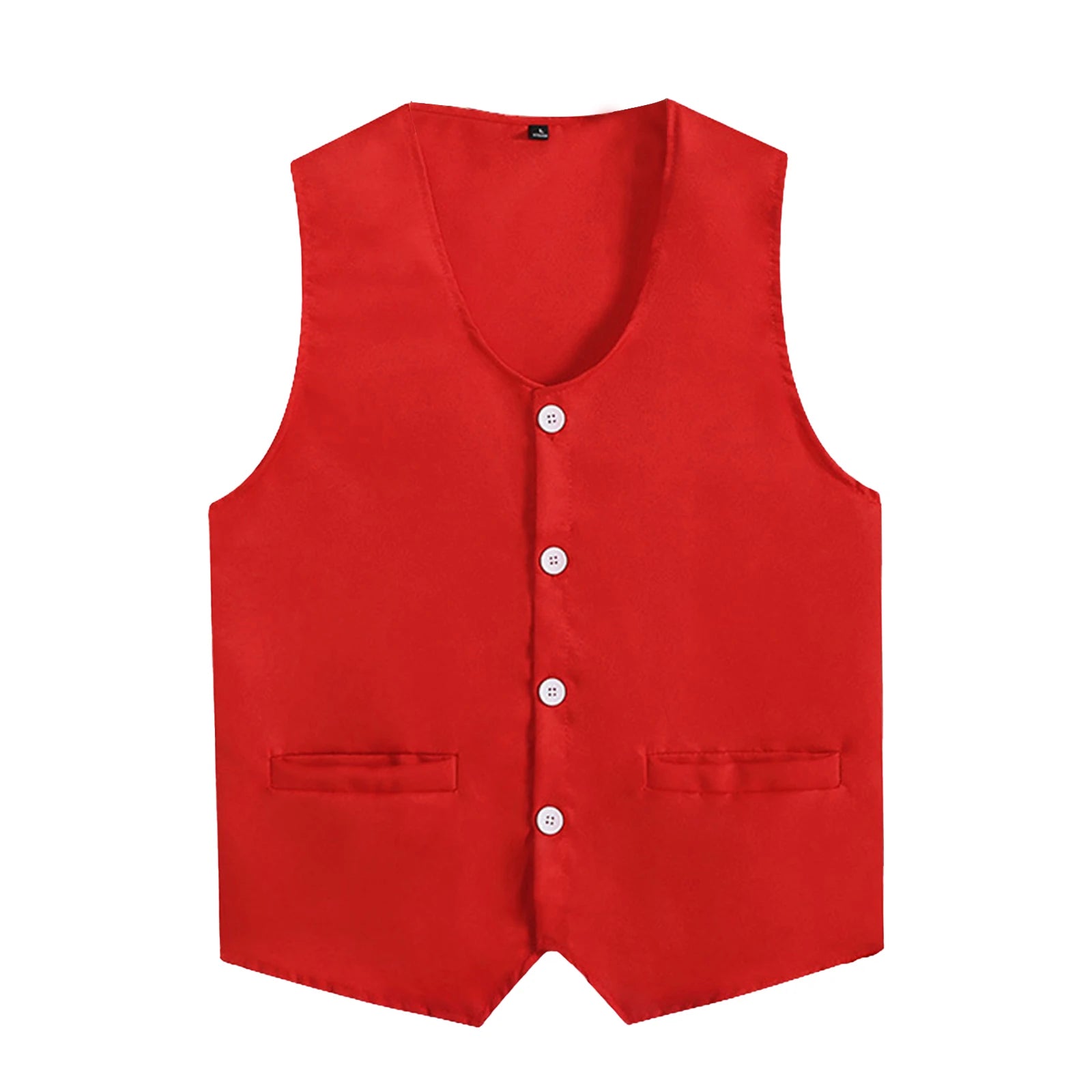 Kids Boys Girls Button Volunteer Vest Solid Color V Neck Sleeveless Waistcoat Volunteers School Camp Activities Uniform