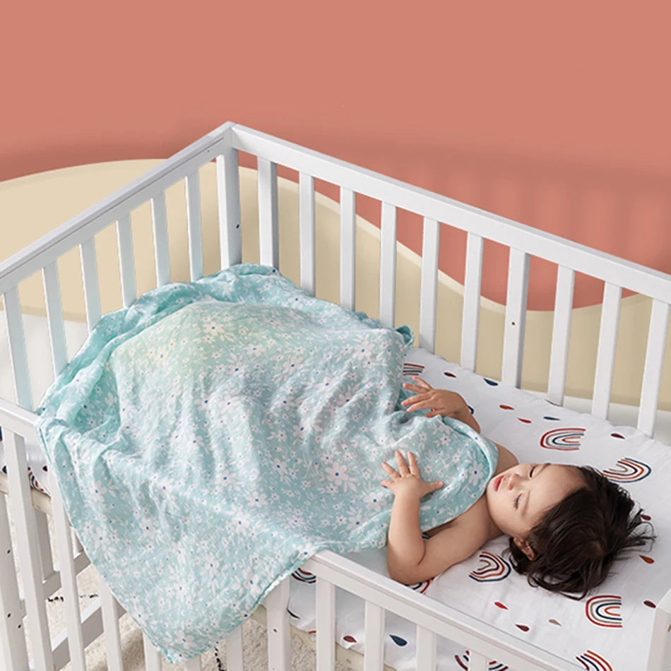 Elinfant 100% Cotton 120*110cm 2 Layers Newborn Baby Bath Towel Wrap Muslin Swaddle Blankets Wholesale Dropshipping