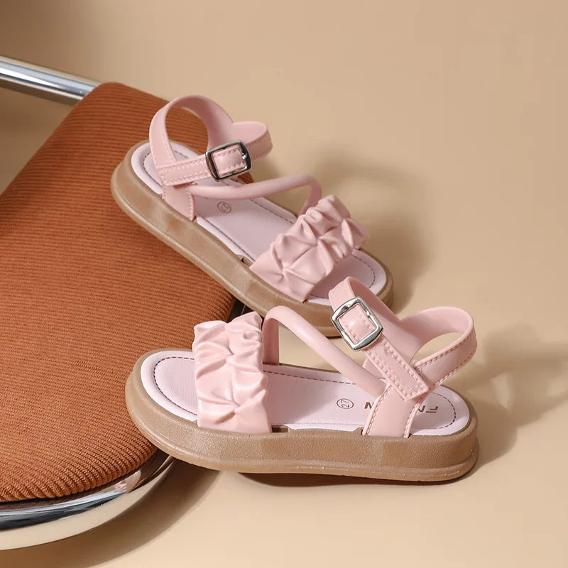 New Children's Sandals Summer Bowknot Girls Princess Causal Shoes Fashion Kids Soft Bottom Beach Flat Sandals Open-toe Versatile