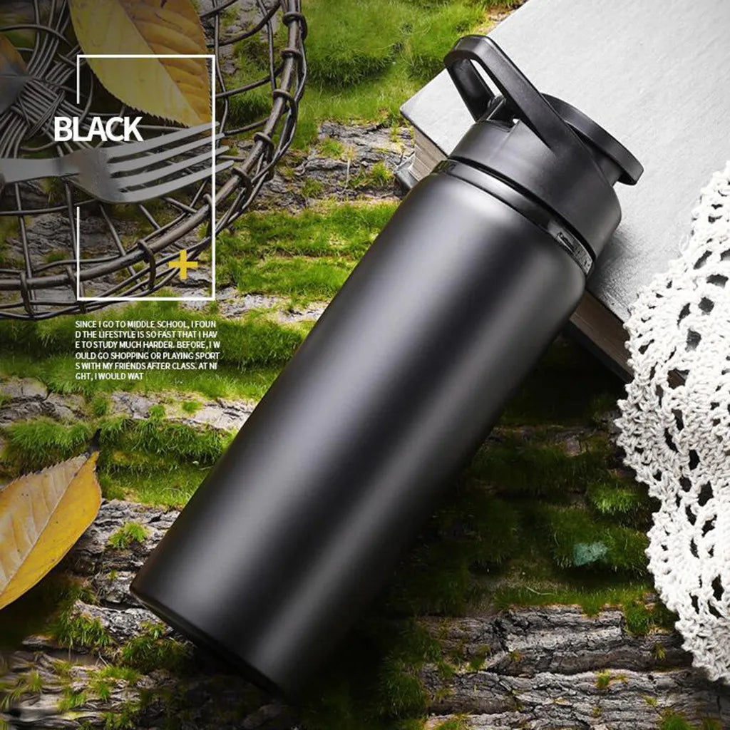 Metallic Stainless Steel Sports Water Bottle Matte Finish Direct Drink Cycling Bottle Portable Water Cup For Outdoor Travel