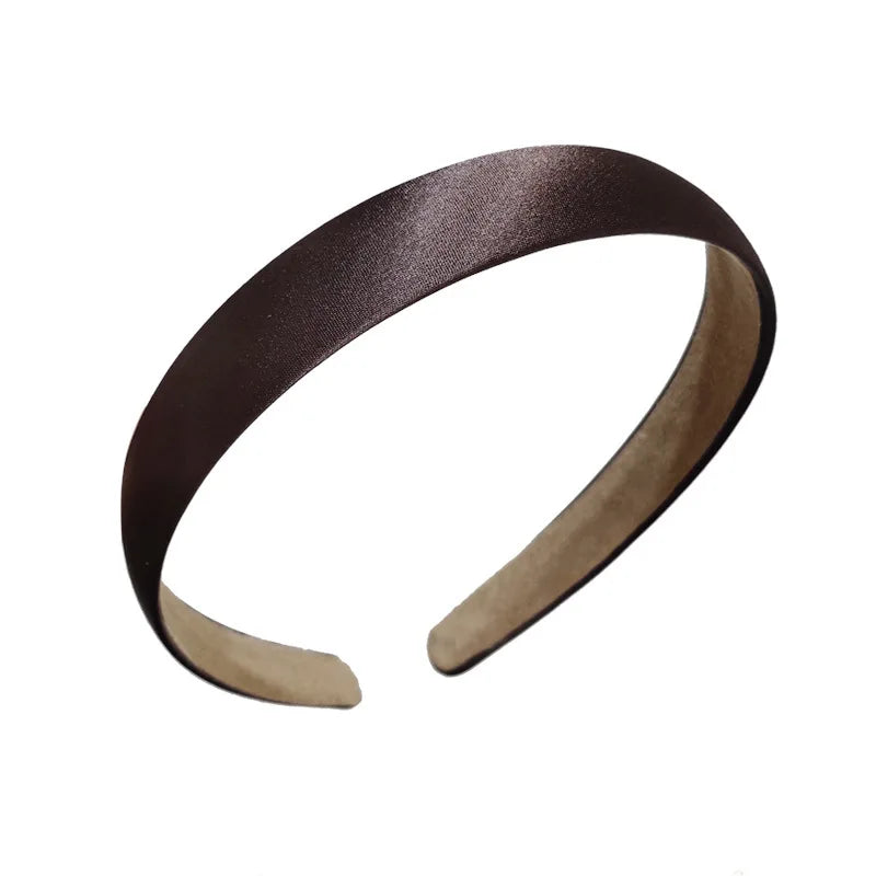 French style thin edge chic hairband pure color vintage silk hair accessory