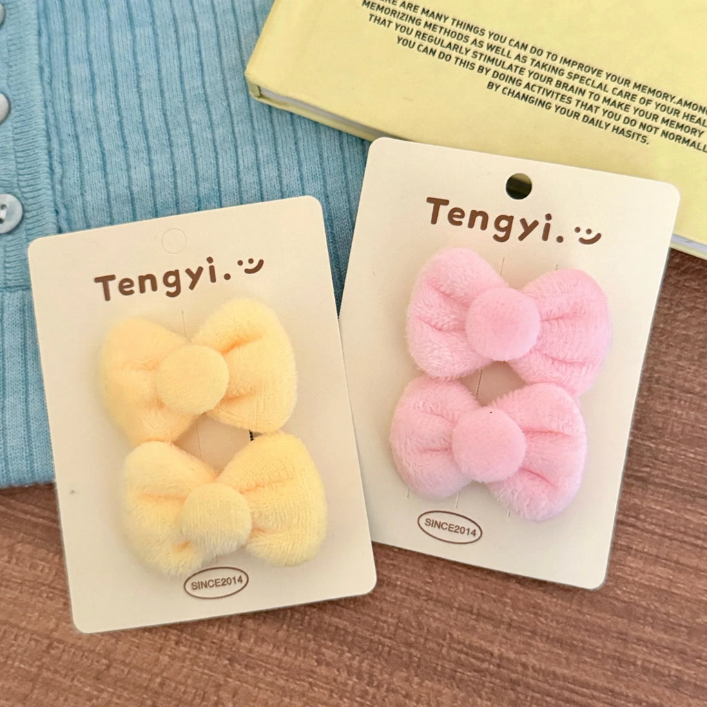 2/8 Pcs Cute Plush Tie Hair Clip Set with Side Clips for Student Decoration and Broken Hair Clips
