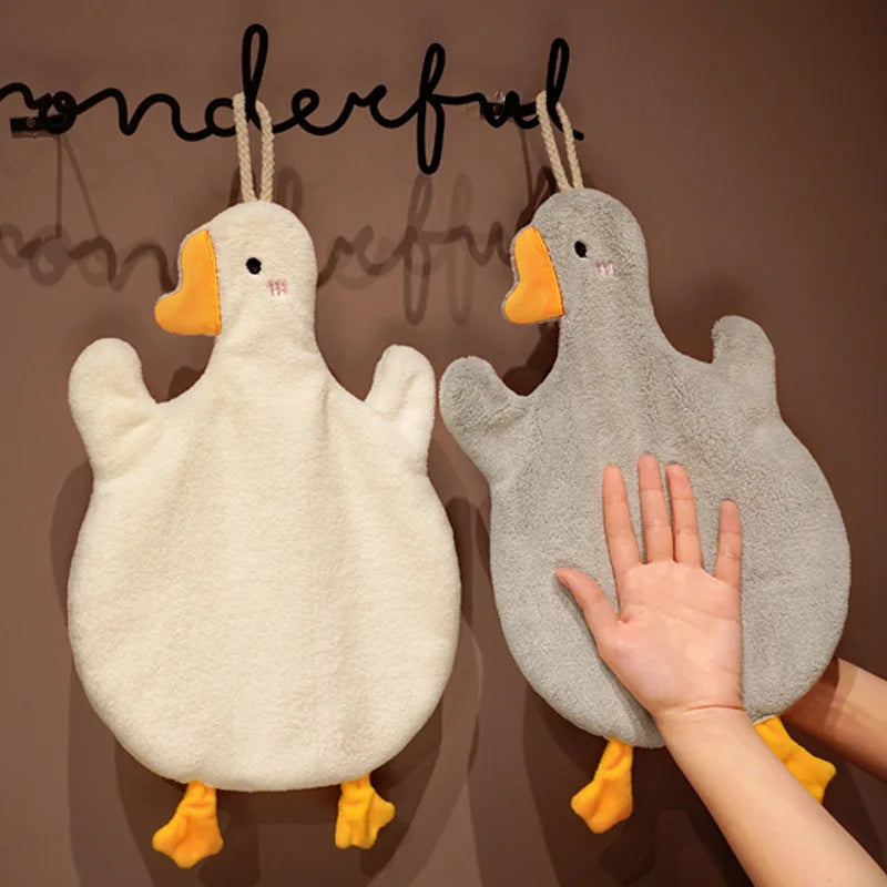 Cartoon Goose Hand Towel for Kitchen Bathroom & Toilet Super Absorbent Quick Dry Hanging Type Hardwearing
