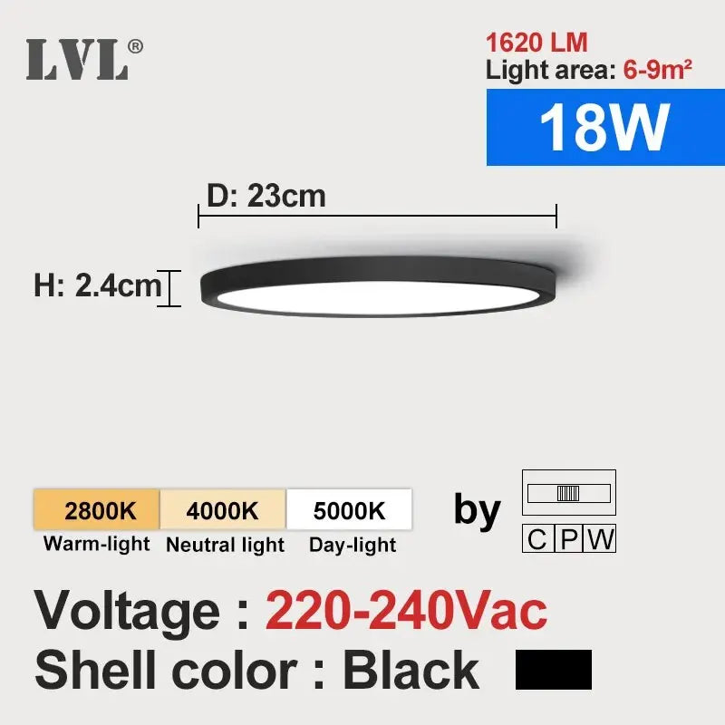 LVL LED Ceiling Light Wood Grain & White 3 in 1 Lighting Colors Home Lighting Kitchen Bedroom Bathroom Round Flush Ceiling Lamp