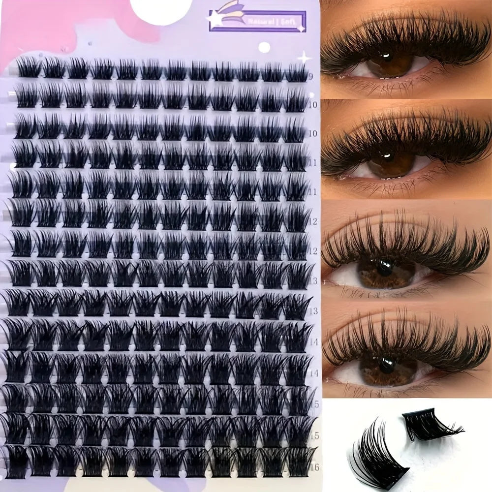 MIAOJIE DIY Clusters Eyelashes 0.07mm D Curl 9-16mm Mixed Natural Eyelash Extension DD Curl Personal Eyelash Cluster Makeup Tool