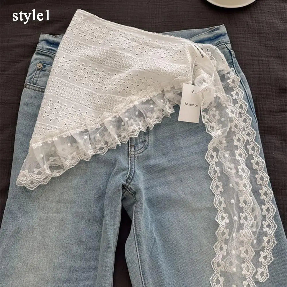 INS Style Triangular Lace Handkerchief Personalized Trendy Layering Of Small Aprons Soft Versatile Korean Headscarf Hair Scarves