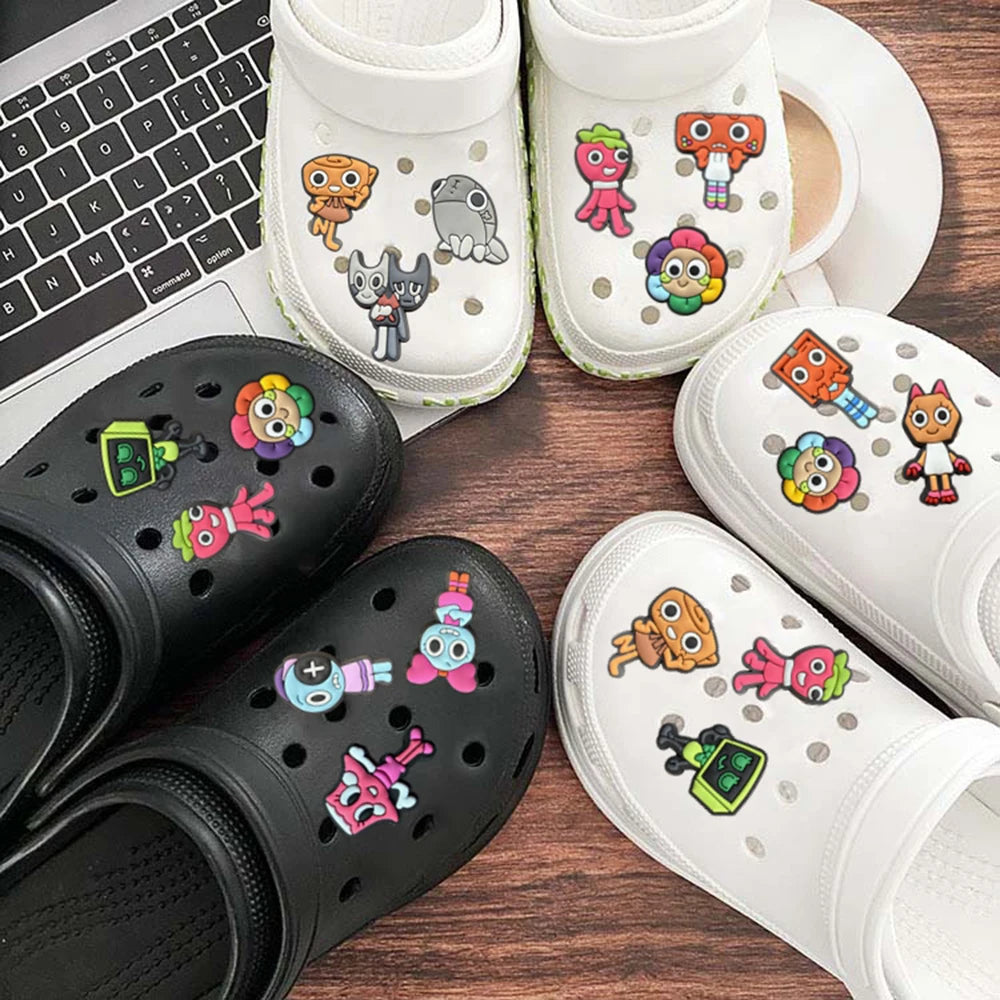 12pcs Dandys World Game series Shoe Charm PVC Decorations Assorted Style Detachable Waterproof Suitable summer For Gift ideal