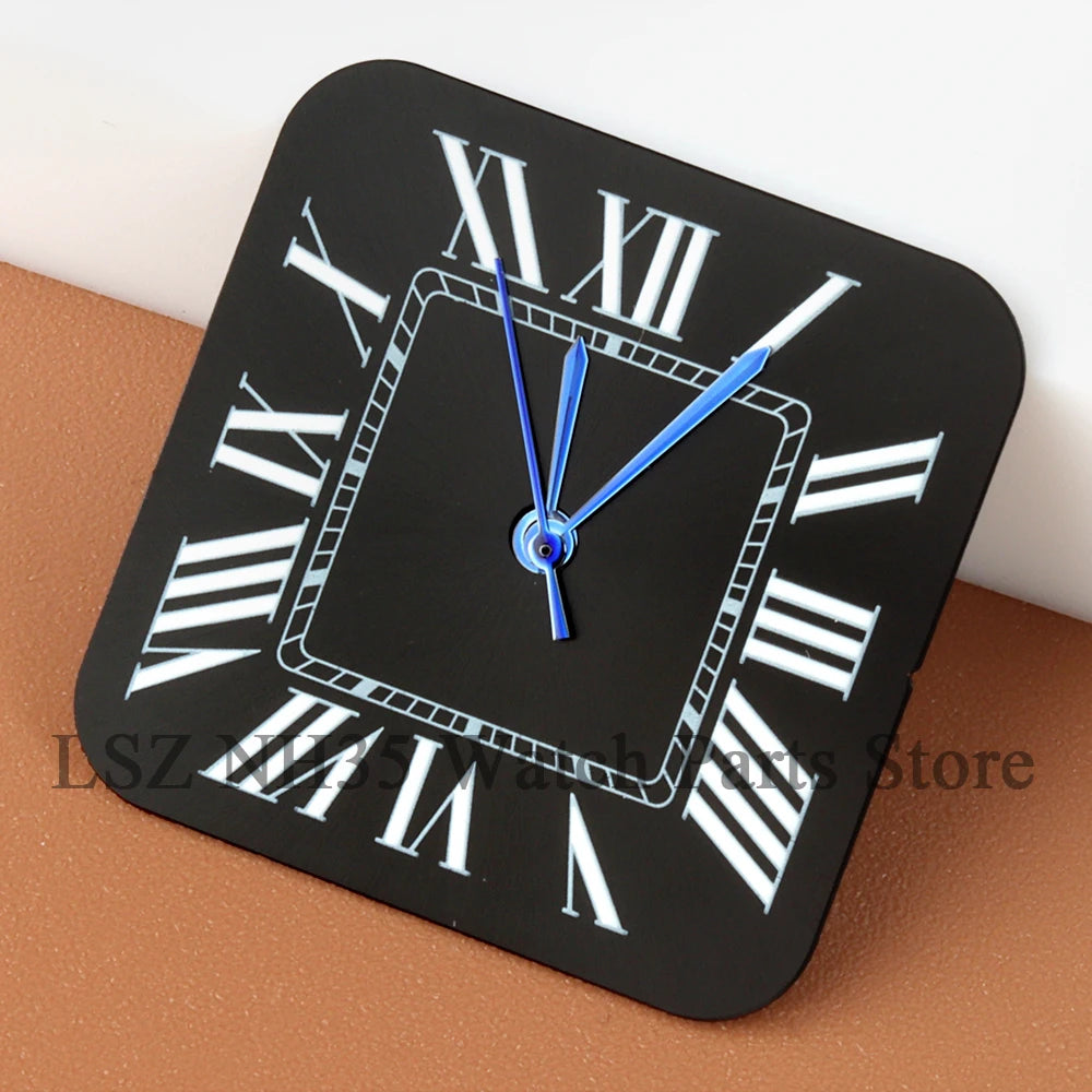 27mm NH35 Dial Square Roman Dial and Hands For 38mm Santos Case Fit NH35 NH36 Movement Stainless Steel Watch Accessories Repair